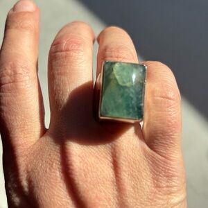 Huge Gorgeous Jane Diaz Sterling Silver and Apatite Ring
